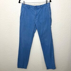 Lacoste Men’s Flat Front Blue Twill Chino Cotton Pants Straight Leg Size 30